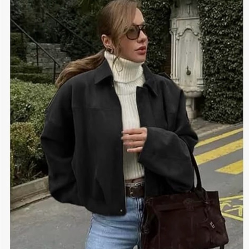 Clean out!! Trendy Faux Suede Bomber Jacket